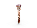 Rose gold Fancy Pink Heart  Solitaire Diamond Ring with Filigree Band and Four-Prong Setting_44
