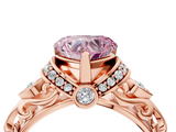 Rose gold Fancy Pink Heart  Solitaire Diamond Ring with Filigree Band and Four-Prong Setting_46