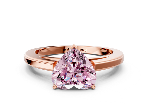 Rose gold Fancy Pink Heart  Solitaire Diamond Ring with Four-Prong Setting and Classic Band