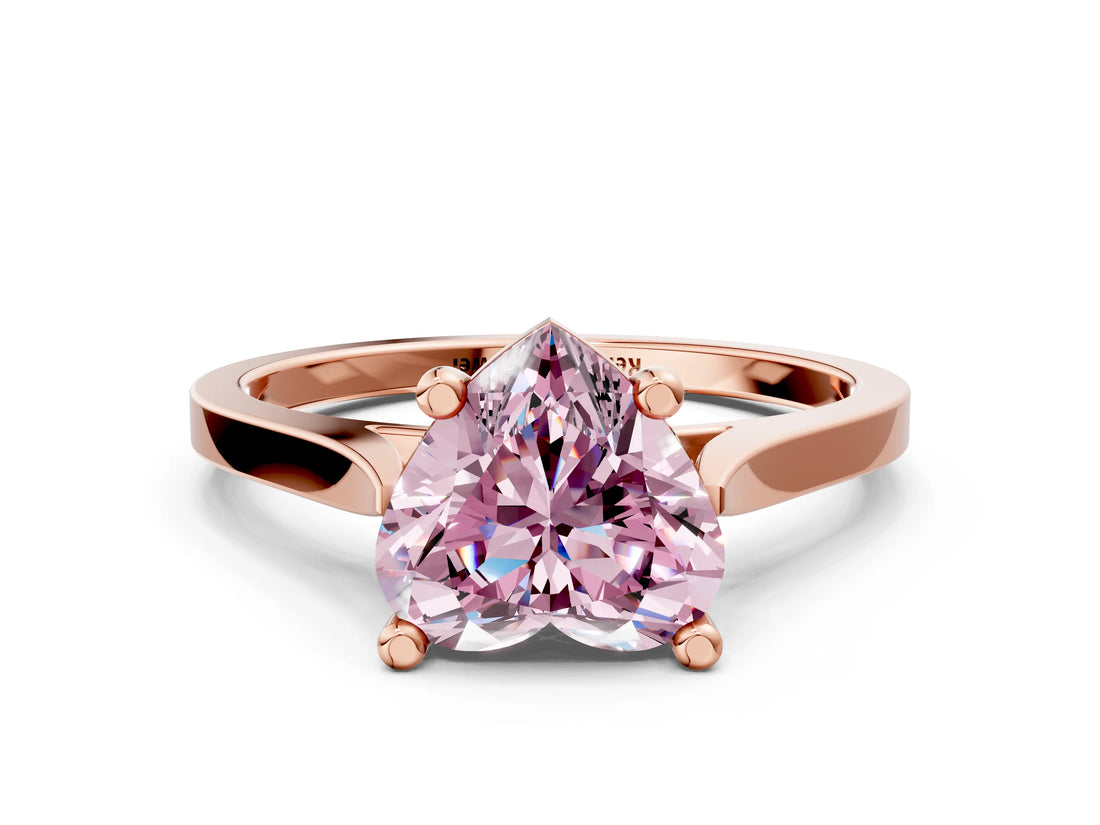 Rose gold Fancy Pink Heart  Solitaire Diamond Ring with Four-Prong Setting and Tapered Band 1