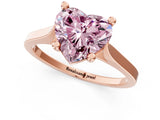 Rose gold Fancy Pink Heart  Solitaire Diamond Ring with Four-Prong Setting and Tapered Band 2