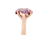 Rose gold Fancy Pink Heart  Solitaire Diamond Ring with Four-Prong Setting and Tapered Band
