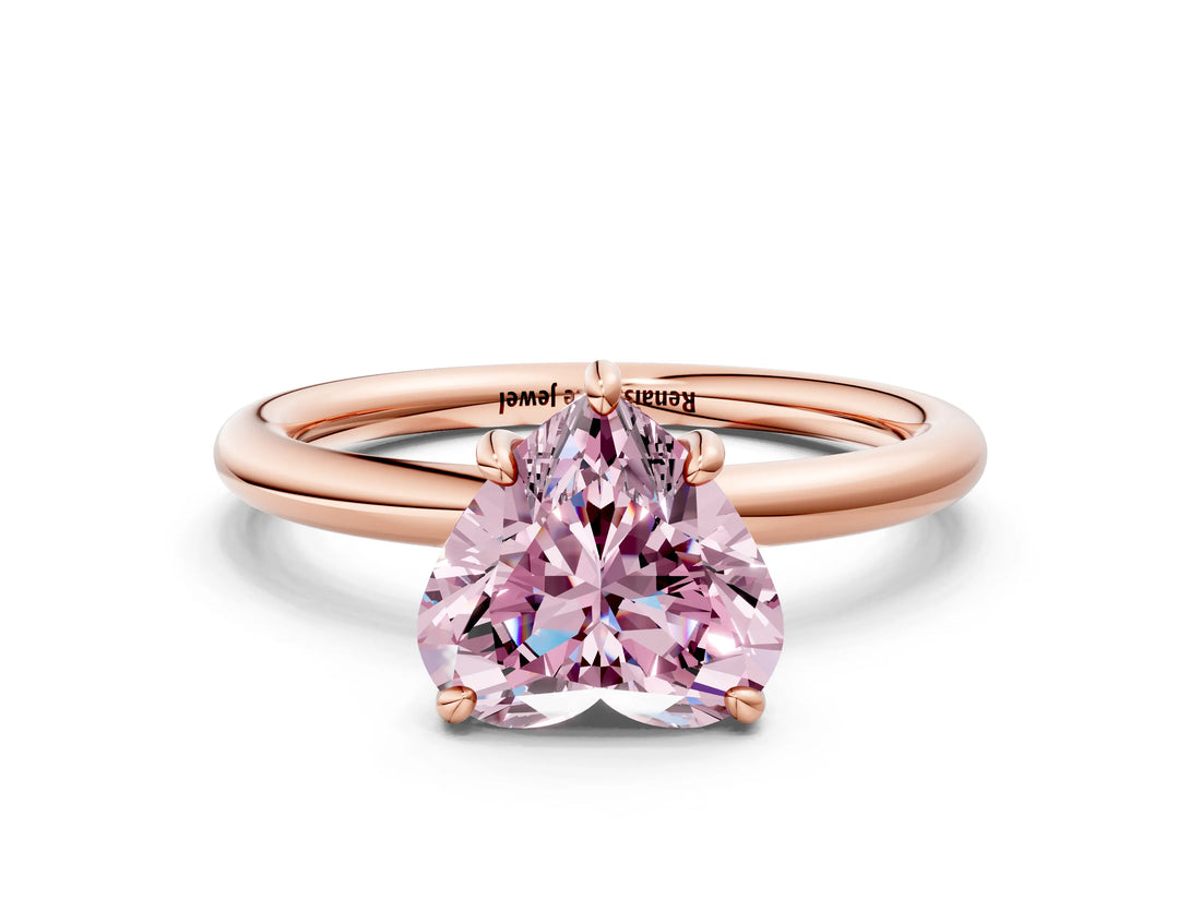 Rose gold Fancy Pink Heart  Solitaire Diamond Ring with Four-Prong Setting on a Plain Band_20