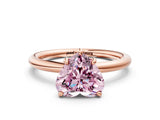 Rose gold Fancy Pink Heart  Solitaire Diamond Ring with Four-Prong Setting on a Plain Band_20