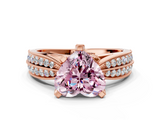 Rose gold Fancy Pink Heart  Solitaire Diamond Ring with Milgrain Pavé Band and Four-Prong Setting_38