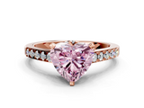 Rose gold Fancy Pink Heart  Solitaire Diamond Ring with Pavé Band and Four-Prong Setting_101