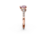 Rose gold Fancy Pink Heart  Solitaire Diamond Ring with Pavé Band and Four-Prong Setting_103