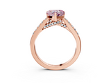 Rose gold Fancy Pink Heart  Solitaire Diamond Ring with Pavé Band and Four-Prong Setting_104