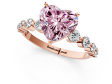 Rose gold Fancy Pink Heart  Solitaire Diamond Ring with Pave Band and Four-Prong Setting_283