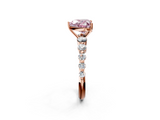 Rose gold Fancy Pink Heart  Solitaire Diamond Ring with Pave Band and Four-Prong Setting_284