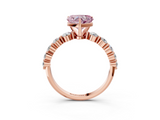 Rose gold Fancy Pink Heart  Solitaire Diamond Ring with Pave Band and Four-Prong Setting_285