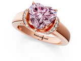 Rose gold Fancy Pink Heart  Solitaire Diamond Ring with Pave Band and Six-Prong Setting_33