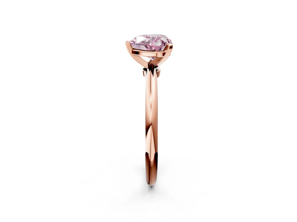 Rose gold Fancy Pink Heart Cut Diamond Solitaire Ring with Six-Prong Setting and Classic Band