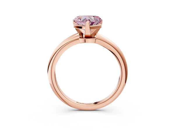 Rose gold Fancy Pink Heart Cut Diamond Solitaire Ring with Six-Prong Setting and Classic Band