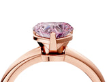 Rose gold Fancy Pink Heart  Solitaire Diamond Ring with Six-Prong Setting on a Classic Band 4
