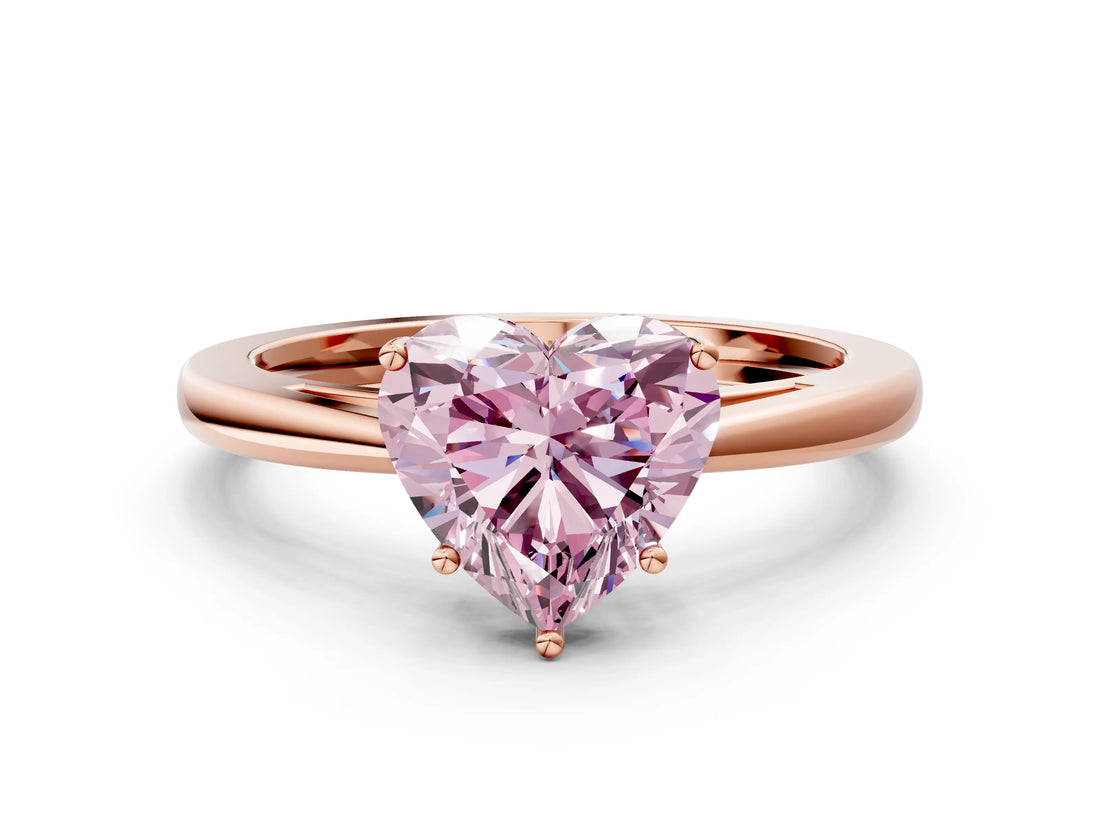 Rose gold Fancy Pink Heart  Solitaire Diamond Ring with Split Shank and Four-Prong Setting_12