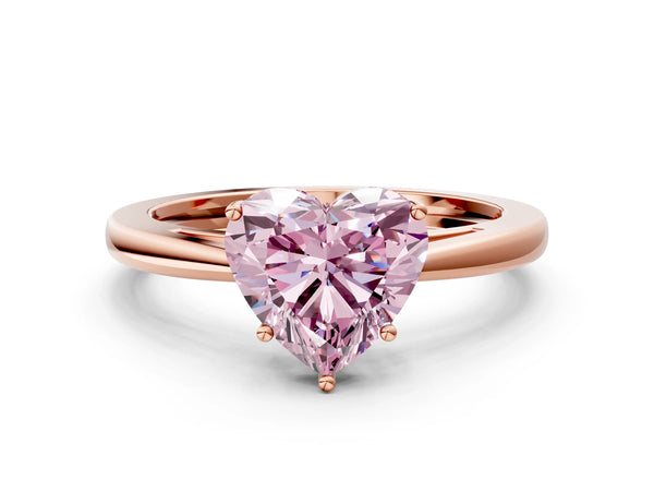 Rose gold Fancy Pink Heart  Solitaire Diamond Ring with Split Shank and Four-Prong Setting