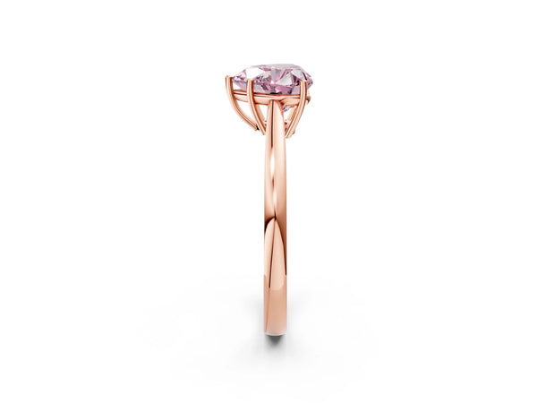 Rose gold Fancy Pink Heart  Solitaire Diamond Ring with Split Shank and Four-Prong Setting