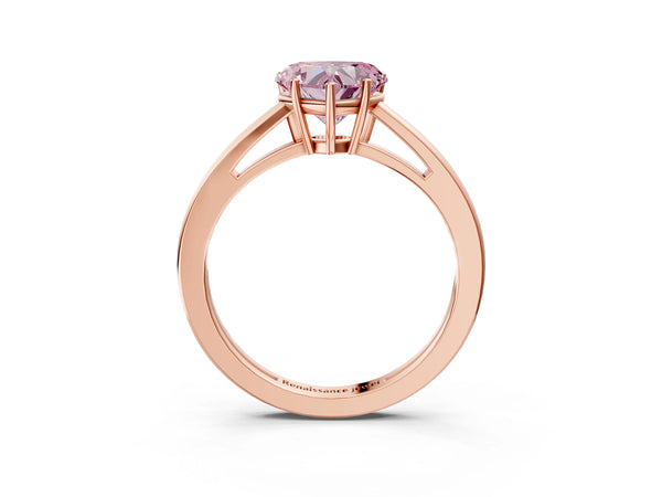 Rose gold Fancy Pink Heart  Solitaire Diamond Ring with Split Shank and Four-Prong Setting