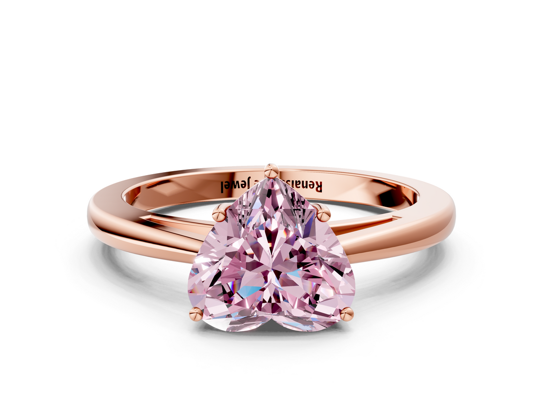 Rose gold Fancy Pink Heart  Solitaire Diamond Ring with Split Shank and Four-Prong Setting_20