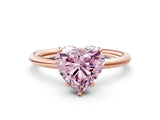 Rose gold Fancy Pink Heart  Solitaire Diamond Ring with a Classic Band and Four-Prong Setting