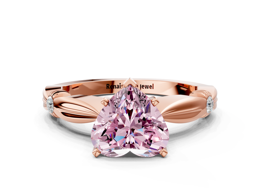 Rose gold Fancy Pink Heart  Solitaire Diamond Twisted Band with Four-Prong Setting_71
