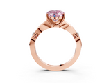 Rose gold Fancy Pink Heart  Solitaire Diamond Twisted Band with Four-Prong Setting_74