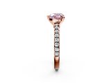 Rose gold Fancy Pink Heart  Solitaire Diamond with Pavé Band and Four-Prong Setting_53