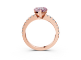 Rose gold Fancy Pink Heart  Solitaire Diamond with Pavé Band and Four-Prong Setting_54