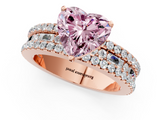 Rose gold Fancy Pink Heart  Solitaire Diamond with Pave and Channel Set Band_59