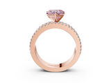 Rose gold Fancy Pink Heart  Solitaire Diamond with Pave and Channel Set Band_61