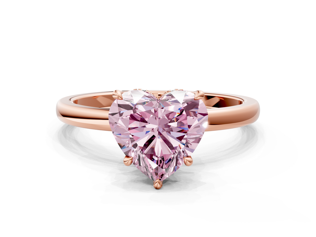 Rose gold Fancy Pink Heart  Solitaire Engagement Ring with Cathedral Band and Four-Prong Setting_21