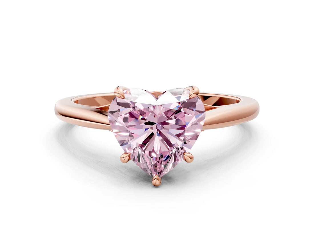Rose gold Fancy Pink Heart  Solitaire Engagement Ring with Four-Prong Setting and Classic Band 2