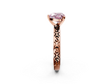 Rose gold Fancy Pink Heart  Solitaire Engagement Ring with Scrollwork Band and Four-Prong Setting_132