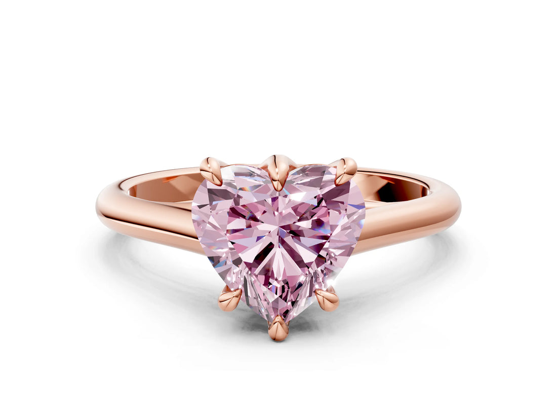 Rose gold Fancy Pink Heart  Solitaire Engagement Ring with Six-Prong Setting and Classic Band 1