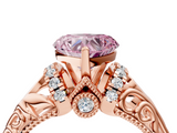 Rose gold Fancy Pink Heart  Solitaire Filigree Engagement Ring with Halo and Prong Setting_72