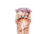Rose gold Fancy Pink Heart  Solitaire Filigree Engagement Ring with Halo and Prong Setting_73