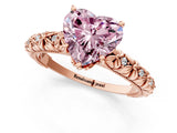 Rose gold Fancy Pink Heart  Solitaire Floral Milgrain Engagement Ring_32