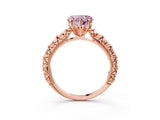 Rose gold Fancy Pink Heart  Solitaire Floral Milgrain Engagement Ring_34