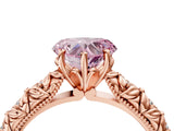Rose gold Fancy Pink Heart  Solitaire Floral Milgrain Engagement Ring_35