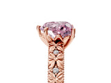Rose gold Fancy Pink Heart  Solitaire Floral Milgrain Engagement Ring_36