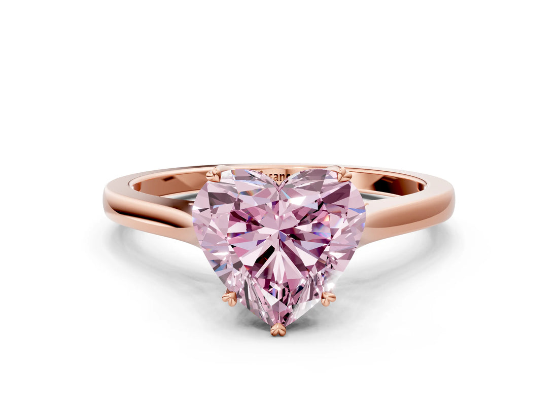 Rose gold Fancy Pink Heart  Solitaire Heart Prong Engagement Ring with Tapered Band_55