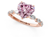 Rose gold Fancy Pink Heart  Solitaire Marquise Side Stone Prong Setting Ring_45