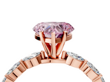 Rose gold Fancy Pink Heart  Solitaire Marquise Side Stone Prong Setting Ring_48