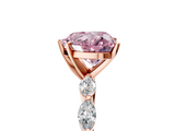 Rose gold Fancy Pink Heart  Solitaire Marquise Side Stone Prong Setting Ring_49
