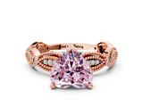 Rose gold Fancy Pink Heart  Solitaire Milgrain Diamond Engagement Ring with Bezel and Marquise Band_130