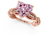 Rose gold Fancy Pink Heart  Solitaire Milgrain Diamond Engagement Ring with Bezel and Marquise Band_131