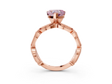 Rose gold Fancy Pink Heart  Solitaire Milgrain Diamond Engagement Ring with Bezel and Marquise Band_133