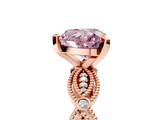 Rose gold Fancy Pink Heart  Solitaire Milgrain Diamond Engagement Ring with Bezel and Marquise Band_135