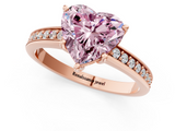 Rose gold Fancy Pink Heart  Solitaire Pavé Band Prong Setting Ring_21